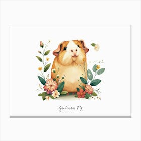 Little Floral Guinea Pig 4 Poster Canvas Print