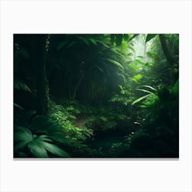 Enchanting Rainforest Scene Woven With Leaves And Trees Canvas Print