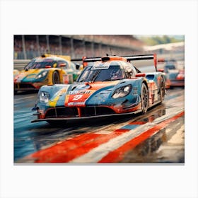 Race Cars On The Track Canvas Print