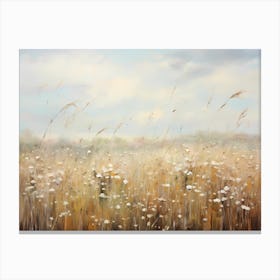 Wildflower Field Landscape Oil Painting Canvas Print