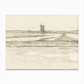 Landscape With Polder Windmill Het Noorden In Polder Het Noorden On Texel (1873–1917), Theo Van Hoytema Canvas Print