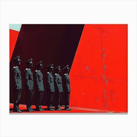 Men In Black Uniform on Red Canvas Print