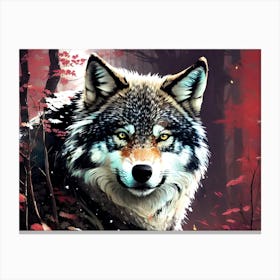 Wolf In The Woods 33 Canvas Print