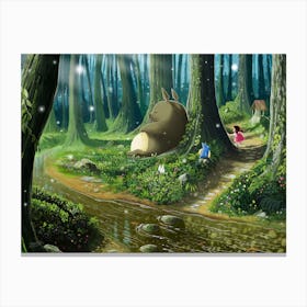 Magical forest with Totoro and Mei Canvas Print