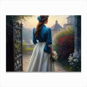 Bride In Blue Dress Canvas Print