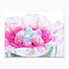 Easter Eggs In A Basket 13 Canvas Print