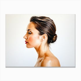 Side Profile Of Beautiful Woman Oil Painting 55 Canvas Print