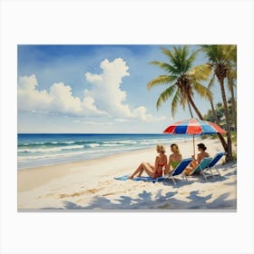 Chilling People at the Beach  Canvas Print