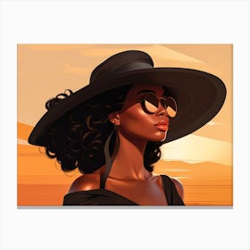 Illustration of an African American woman at the beach 89 Canvas Print