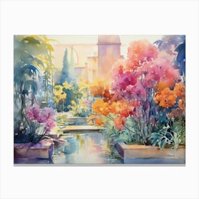 Watercolour Of A Garden Canvas Print