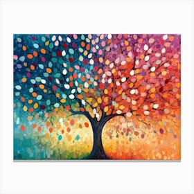 Colorful Tree With Leaves On Hanging Branches 7 Canvas Print