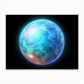 Glowing Blue Planet In Space Canvas Print