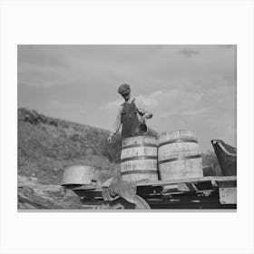 Herman Gerling Filling Barrels With Water From Spring, Both For Stock And Home Use, This Spring Also Supplies Other Canvas Print