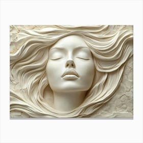 3d Relief of Serene Woman's Face Canvas Print