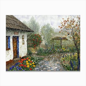 A Rainy European Garden # 1 Canvas Print