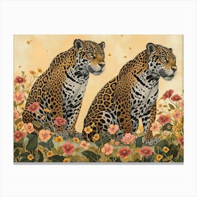 Floral Animal Illustration Jaguar 3 Canvas Print