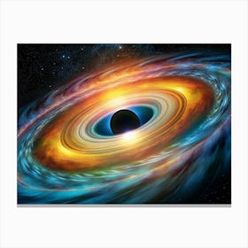 Black Hole With Colorful Accretion Disk In Space 1 Canvas Print