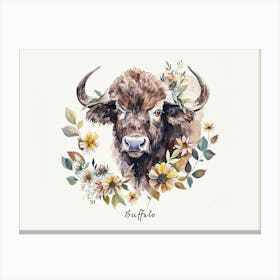 Little Floral Buffalo 1 Poster Canvas Print