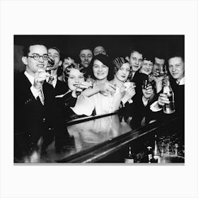 Prohibition, People At A Bar, Vintage Black and White Old Photo, Bar Cart Decor Canvas Print