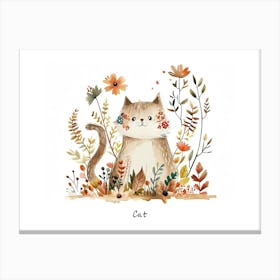 Little Floral Cat 4 Poster Canvas Print