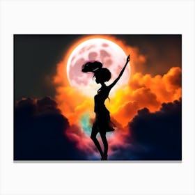 Moon Beauty Hand Up In The Clouds Canvas Print