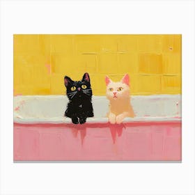 Bathroom Cats 2 Canvas Print