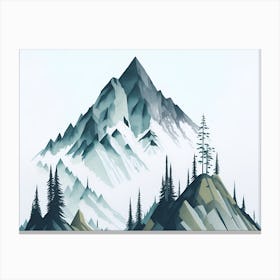 Mountain And Forest In Minimalist Watercolor Horizontal Composition 190 Canvas Print