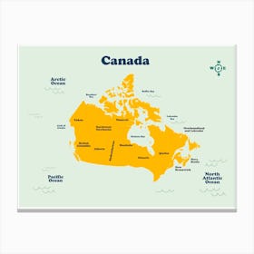 Canada States Map Canvas Print