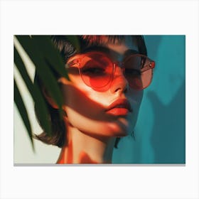 Portrait Of A Woman Wearing Sunglasses 1 Canvas Print