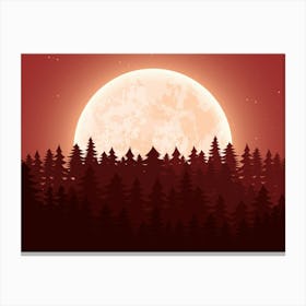 Full Moon In The Forest Canvas Print