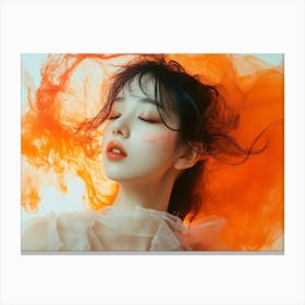 Asian Girl With Orange Hair Canvas Print