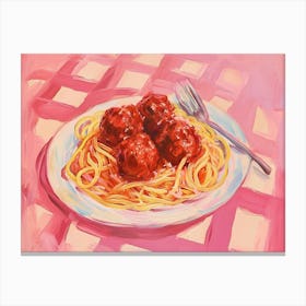 Spaghetti & Meatballs Pink Checkerboard 2 Canvas Print