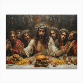 Fast Food Apostles: Da Vinci's Last Supper Remix Canvas Print