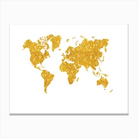 Gold World Map Canvas Print
