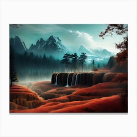 Waterfall In The Mountains 5 Canvas Print