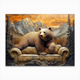 Elegant 3d Bear Relief Art Stunning Artwork Striking Transformation Canvas Print