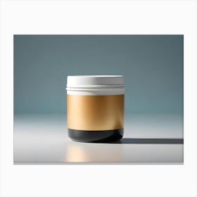 Photo Of A White And Gold Container On A Gray Background Canvas Print