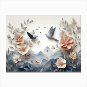 Birds And Flowers 2 Canvas Print