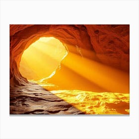 Sun Shining Through A Cave Canvas Print