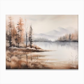 A Painting Of A Lake In Autumn 18 Canvas Print
