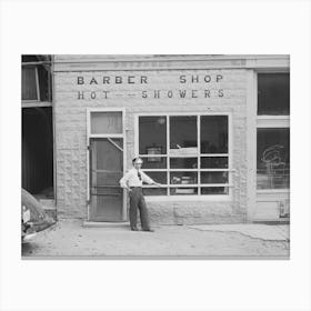 Barber Shop At Mogollon, New Mexico By Russell Lee Canvas Print