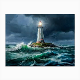 Lighthouse In The Sea Canvas Print