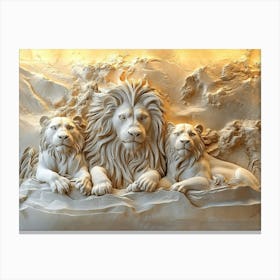 3d Lions Canvas Print