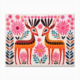Gazelle 2 Folk Style Animal Illustration Canvas Print
