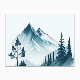 Mountain And Forest In Minimalist Watercolor Horizontal Composition 56 Canvas Print