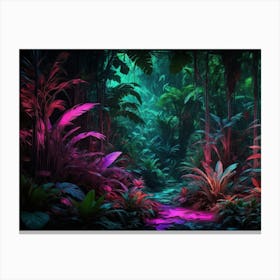 Futuristic neon cyberpunk jungle 10 Canvas Print