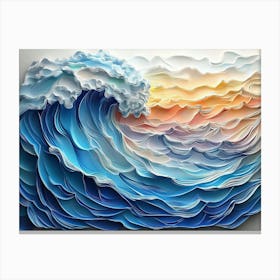 3d Relief Art With Painting of a Colorful 3d Wave Oil Painting 1 Canvas Print