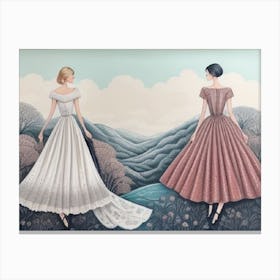 Two Women In Dresses Canvas Print