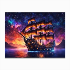 Ship In The Night Sky Canvas Print