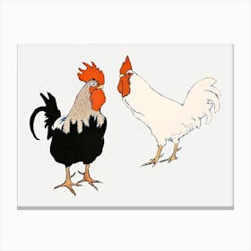 Vintage Roosters, Edward Penfield Canvas Print